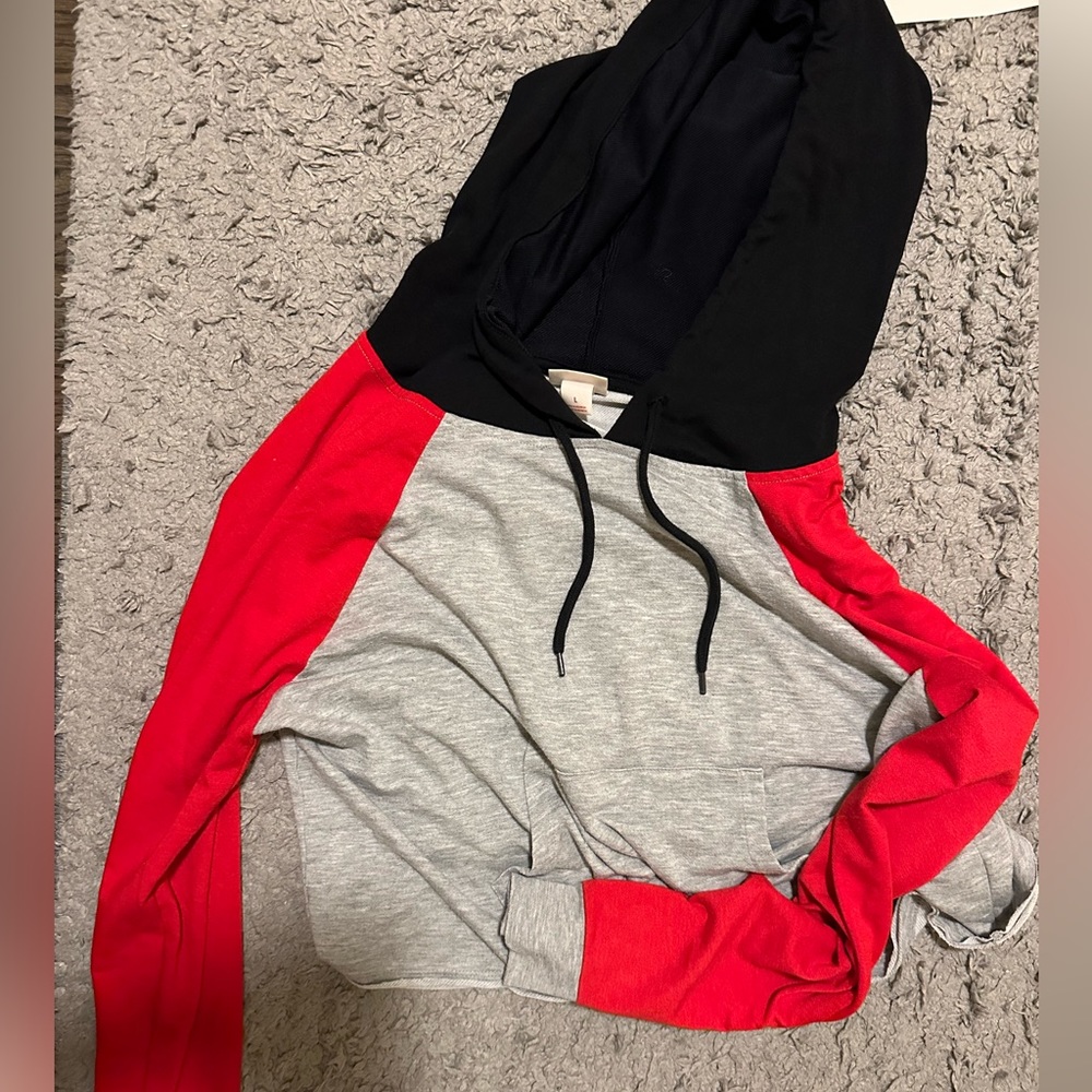Color block long sleeve hoodie top